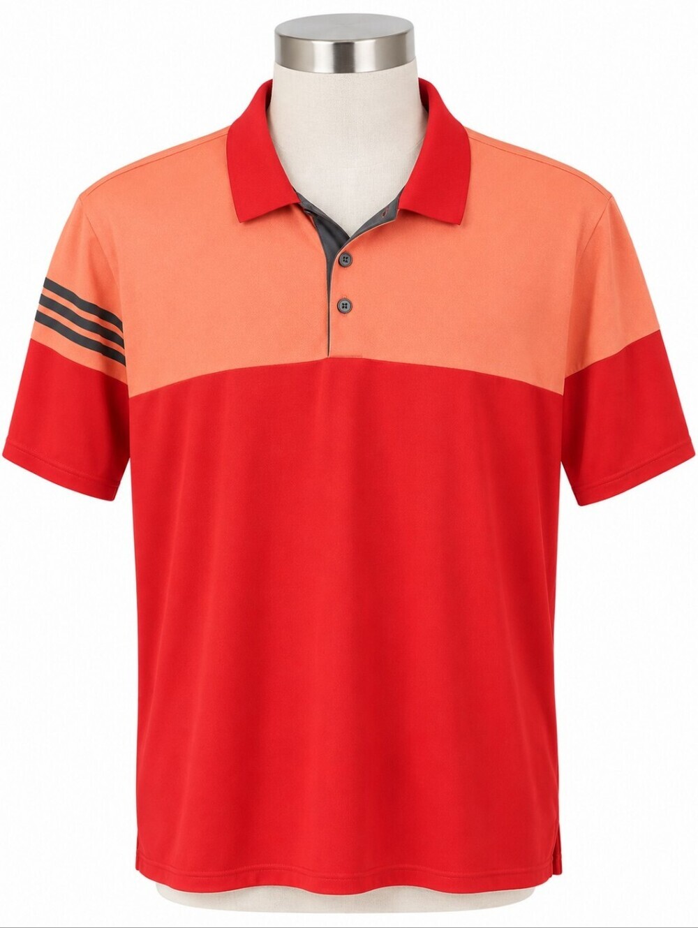 Adidas Men's Orange 3 Stripes Color Block Polo Sports Golf Shirt Sz 2XL Casual